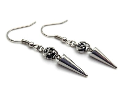 Short Illusion Earrings, Chainmaille Jewelry, Caged Beads, Whimsigoth, Gothic, Witchy, Fantasy Core, Stainless Steel or Titanium Earwires - image2